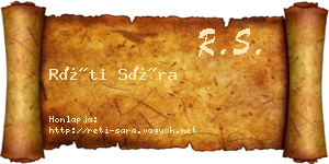 Réti Sára névjegykártya